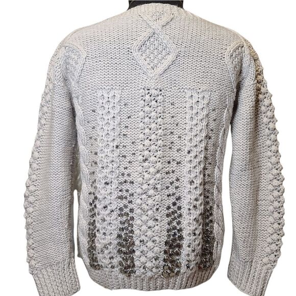 J. Crew Grey Wool Chunky Embellished Sweater Small, JCrew, J Crew - Picture 2 of 4